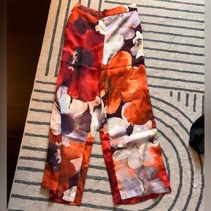 Tahari Floral Pants - Red and Orange